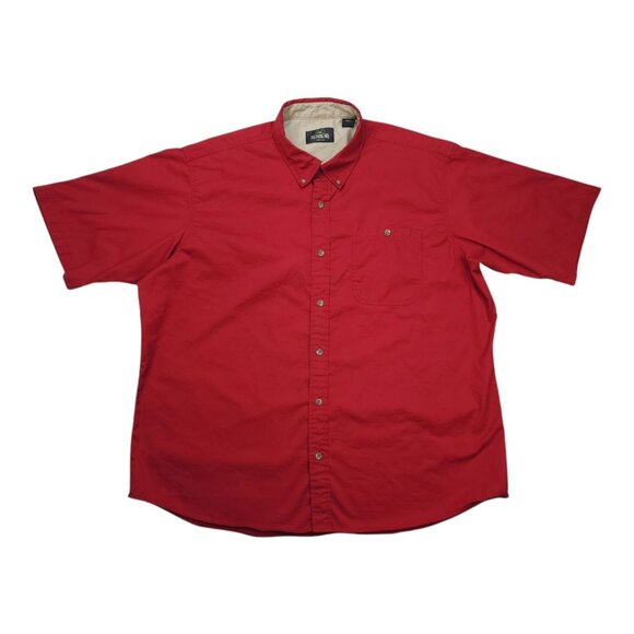 Redhead Mens Red Button-Up Cotton Shirt 2XL Short Sleeve Casual Made In India - Picture 2 of 8